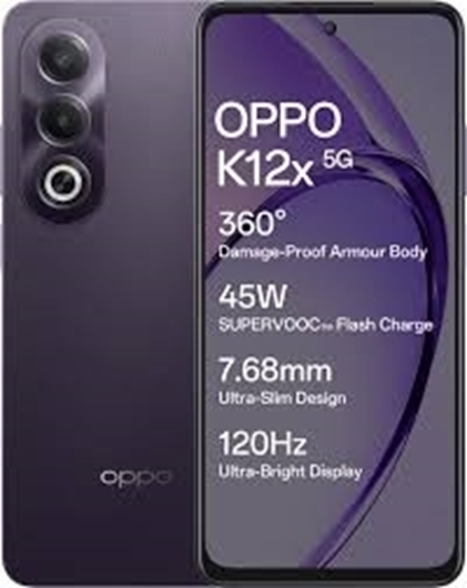 Picture of OPPO K12x 5G with 45W SUPERVOOC Charger In The Box (Midnight Voilet 128 GB)  (6 GB RAM)