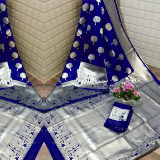 Woven Banarasi Art Silk Saree (R BLUE)