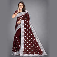 Heavy Silver Embroidery Work With Full Silver Stone Work Beautifull Saree