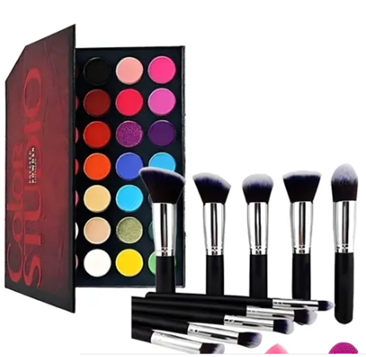 Combo of 35 Color Eye Shadow Platte and 10 Piece Brush