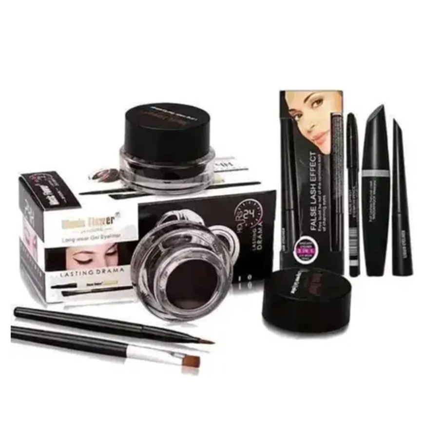 MAKE UP MASCARA AND DRAMA KAJAL AND LIQUIA MATE EYELINER WITH EYE MUSIC FLOWER PACK OF 4