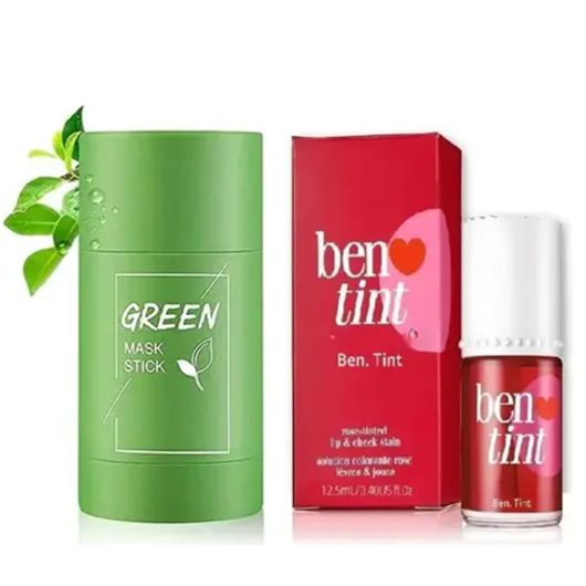 BenTint Red Lipstick and Green Tea Face Cleaning Makeup Combo Enhance Your Beauty Routine