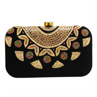 Trendy Womens Black Velvet Clutch