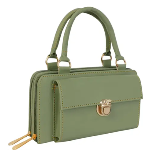 DECENT Women Multipurpose Handbag Multi Layered Pockets GREEN