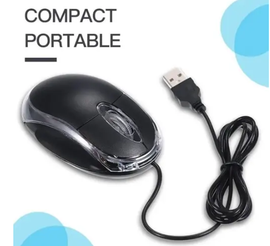 WIRED OPTICAL MOUSE Computer Mouse Mini LED Light Wired USB Optical Mouse for PC and Laptop Computer Mouse High Quality Best Wired Mouse Black Pack of 1