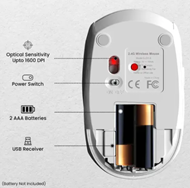 Portronics Toad 30 Wireless Mouse with 2 4 GHz Connectivity USB Receiver 6 Buttons Adjustable DPI Silicon Grip And Ergonomic Design for PC Laptop Mac White