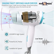 Edit product details - Make Ur Wish Mini Hair Dryer With Folding Handle Foldable Blow Dryer with Negative Ionic Hair Dryer 3500 W White Blue