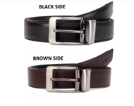 Mens Black and Brown Artificial Leather Reversible Belt