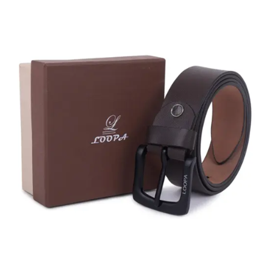 LOOPA Men Formal Casual Party Evening Black Genuine Premium Leather Belt