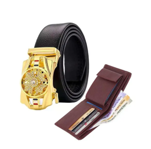 Kastner Men Casual Formal Artificial Leather Belt And Wallet Combo