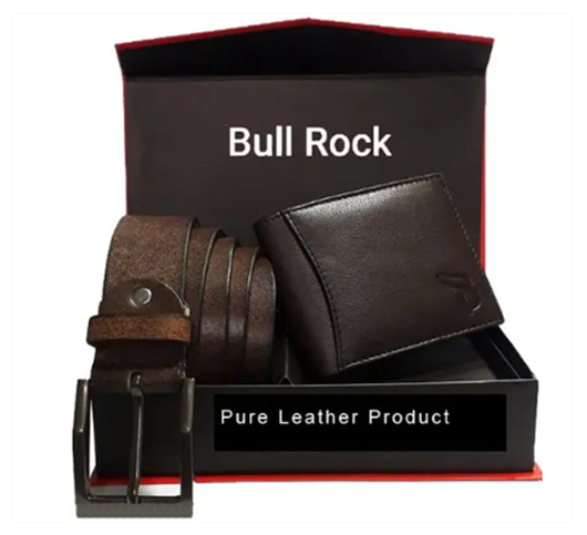 Bull Rock 100percent Genuine Leather Belt And Wallet For Men