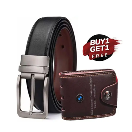 Men PU Reversible Belt And Wallet Combo Pack of 2