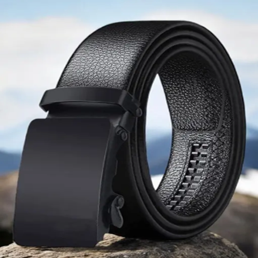 Mens PU Leather Black Autolock Grip Belt