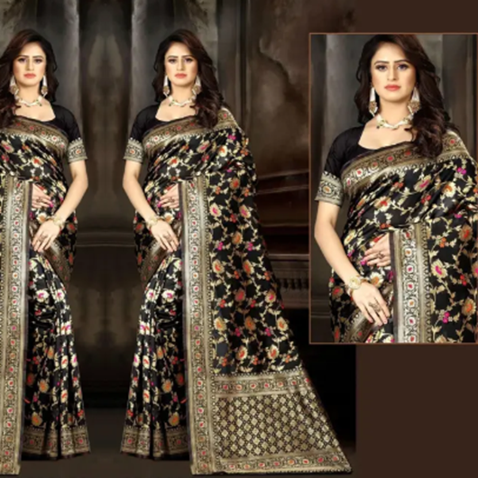 Picture of Beautiful Designer Soft Litchi silk Saree