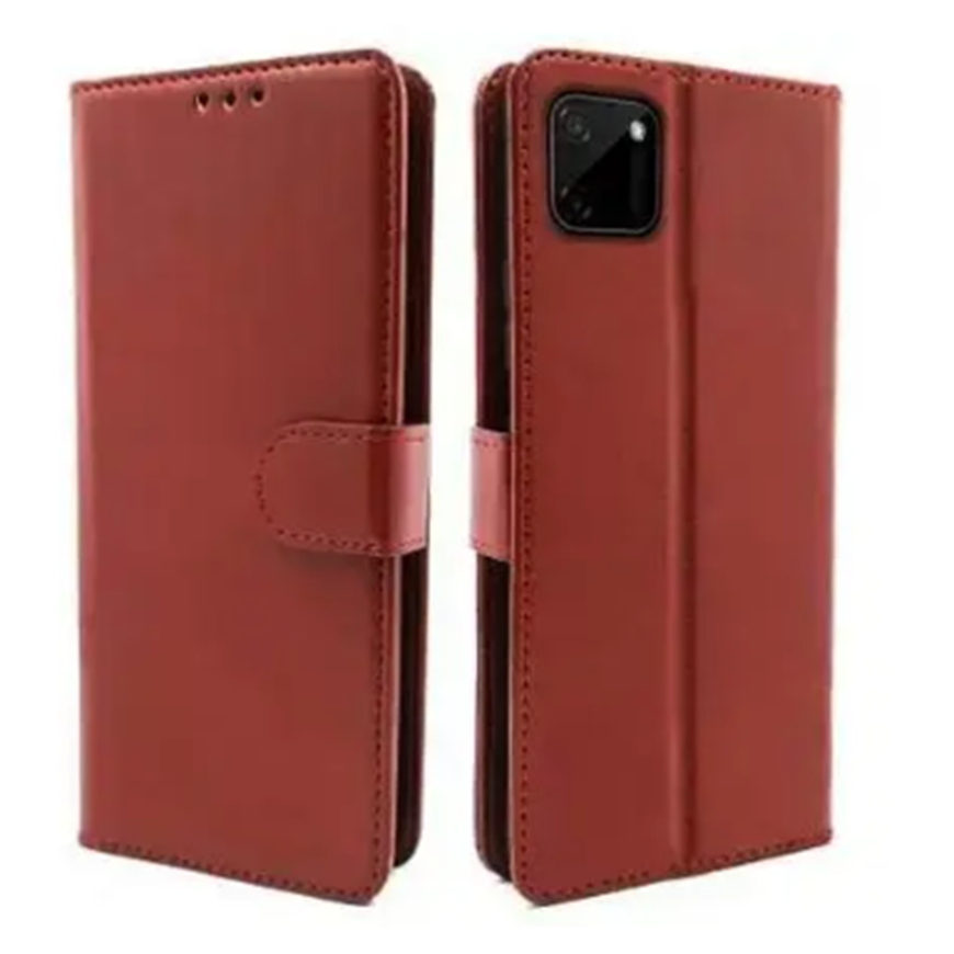 pps max Flip Cover for Realme C11 Brown Cases with Holder Pack of 1