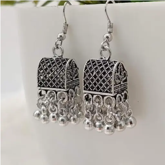 silver black metal earing jhumki