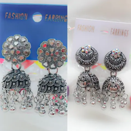  oxidised silver earings for girls