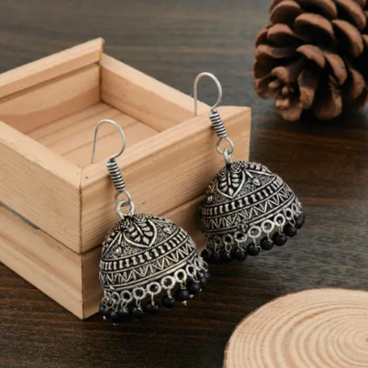 Oxidised Silver Plated Traditional Jhumkas