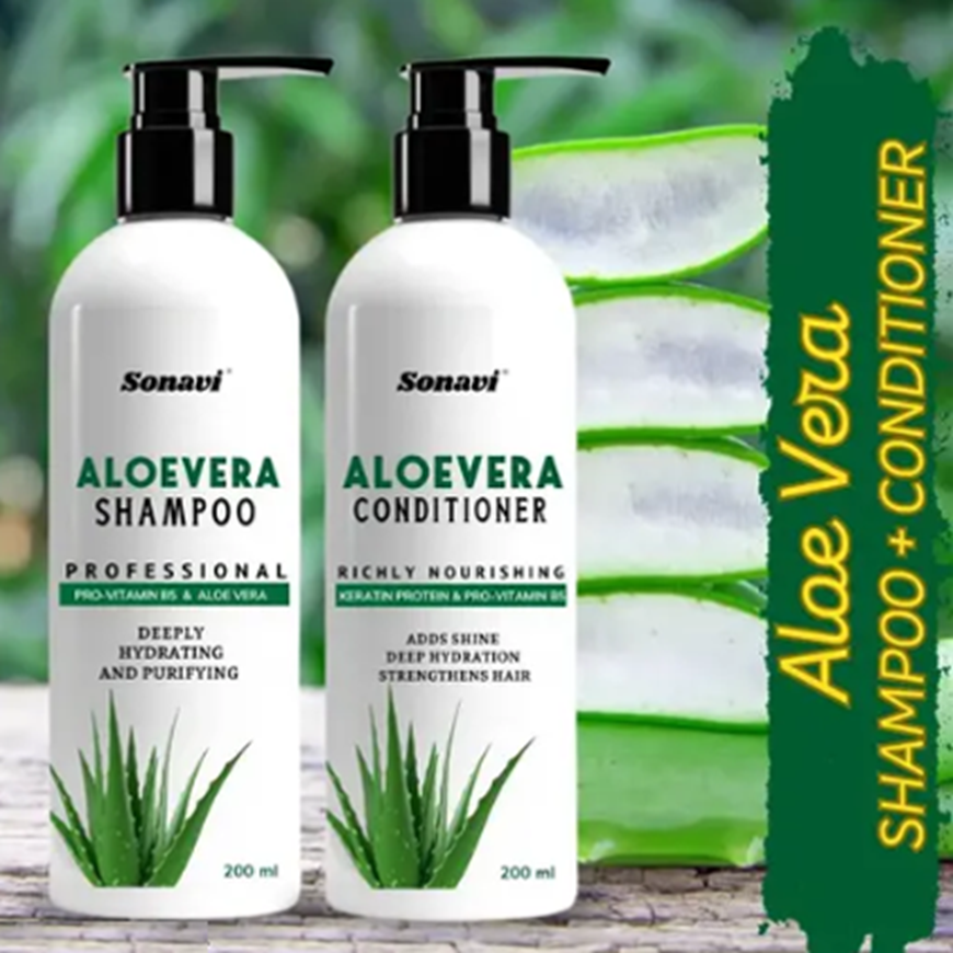 Aloevera Shampoo And Conditioner Thickens and Volumizes Thin Hair Decreases Shampoo 200 ML