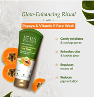  Lotus Botanicals Papaya And Vitamin E Insta Glow Exfoliating Face Wash Brightens Skin Deep Cleanses Suitable for All Skin