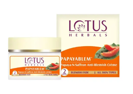 Lotus Herbals Papayablem Papaya N Saffron Anti Blemish Cream Fades Blemishes For All Skin Types 50g 