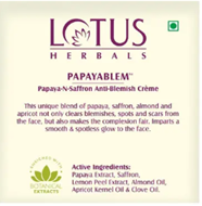 Lotus Herbals Papayablem Papaya N Saffron Anti Blemish Cream Fades Blemishes For All Skin Types 50g 