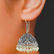 Oxidised German Silver Jhumka Oxidised Earring Beads Brass Jhumki Earring