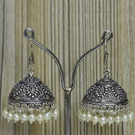 Oxidised German Silver Jhumka Oxidised Earring Beads Brass Jhumki Earring