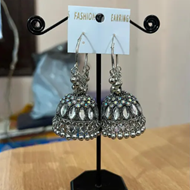 OXIDISED SILVER JHUMKA EARRINGS FOR GIRLS AND WOMEN GE11