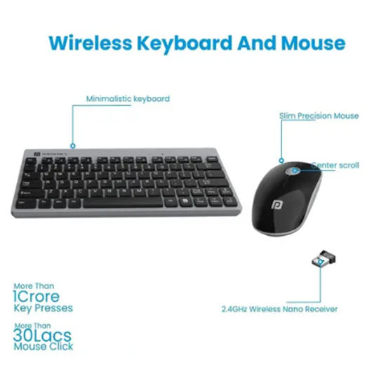  Portronics Key2 Combo Multimedia Wireless Keyboard And Mouse with 2.4 