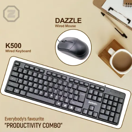 Picture of Zebion K500 Wired keyboard Dazzle Wired Mouse (Combo)